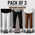 Pack of 3 Premium Baggy Trousers – (White,Black,Brown)