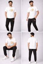 Men's Premium Bassket Ball Printed T-Shirt & Trouser Set - White & Black