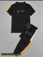 Men Polyester Tracksuit Freedom Print Black Yellow